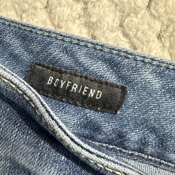 Torrid Boyfriend Jeans Women's 10 Blue Medium Wash Distressed Raw Hem - Picture 4 of 10